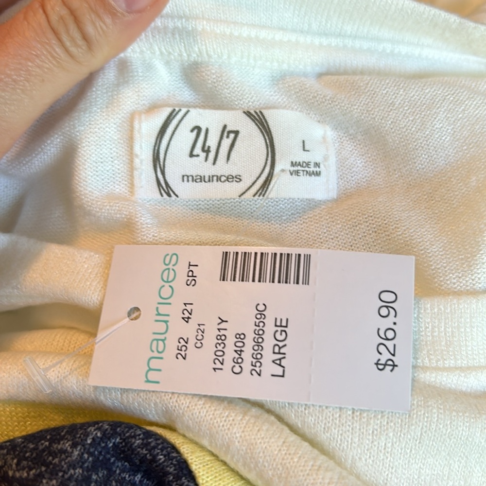 NWT 24/7 Pieced Stripe Cozy Baseball Tee - Picture 3 of 5